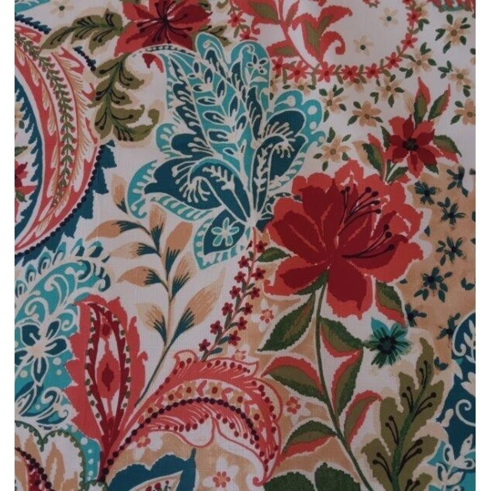 Pier One Vibrant Paisley Curtain Panel Red & Teal Lined 95" Grommets